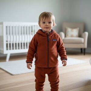 Patagonia fleece hoodie size 6–12 months